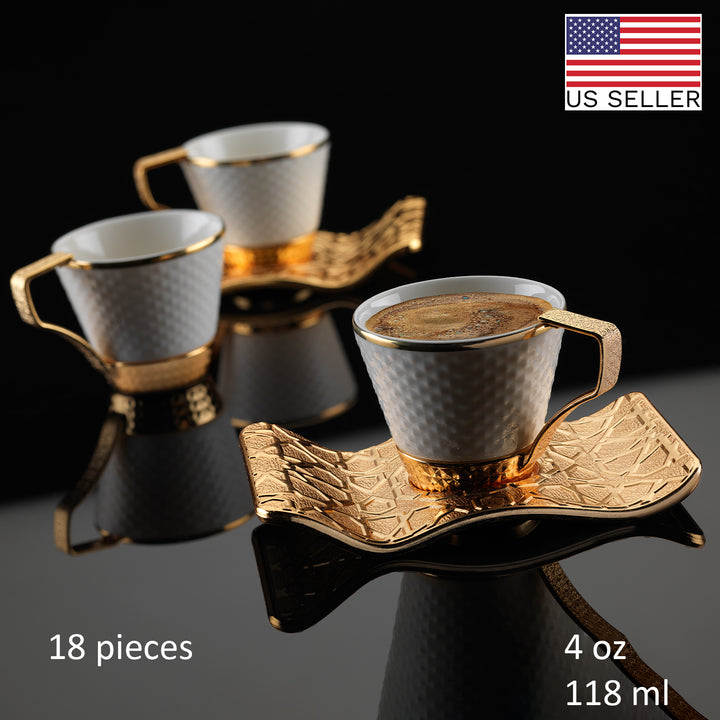 COFFEE SET SELCUKLU MODEL FOR 6 PEOPLE GOLD 118 ml (4 oz)