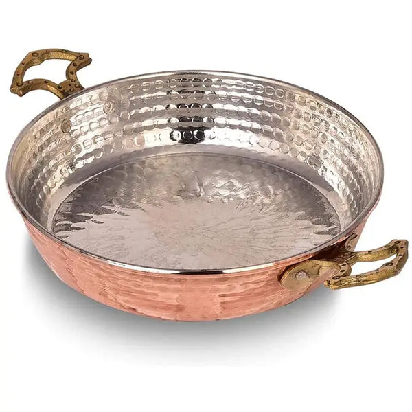 Copper Round Chef Pan, Authentic Design Copper Cookware, 7.1 in (18 cm)