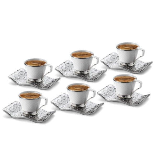 COFFEE SET SELCUKLU MODEL FOR 6 PEOPLE SILVER 118 ml (4 oz) - Hakan Makes Kitchens Smile