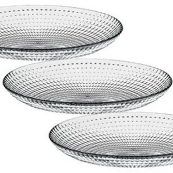 Glass Service Bowls, Round Glass Bowl Set for Salad Set of 3