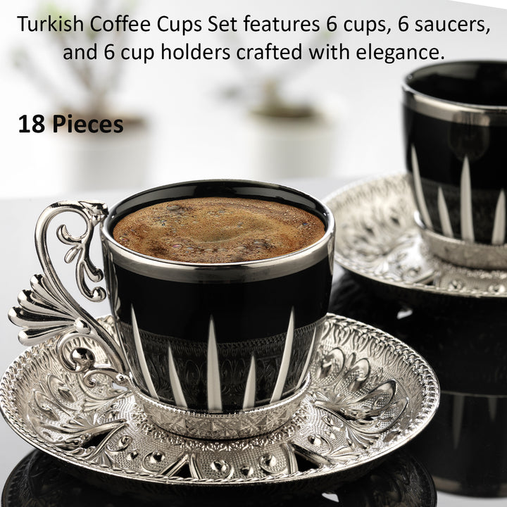 LAL ELEGANCE CORONET PATTERNED COFFEE SET FOR 6 PEOPLE SILVER 118 ml (4 oz)