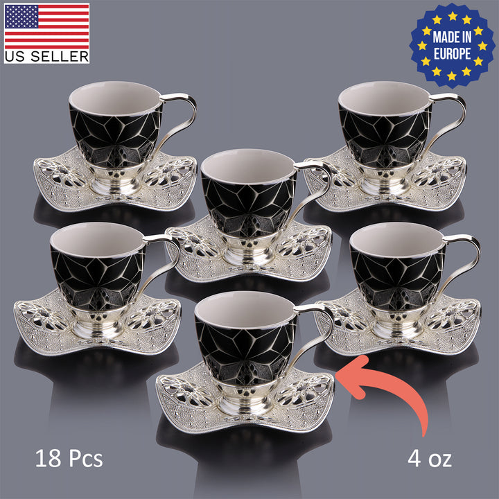 NISA COFFEE CUP SET FOR 6 PEOPLE SILVER 118 ml (4 oz)