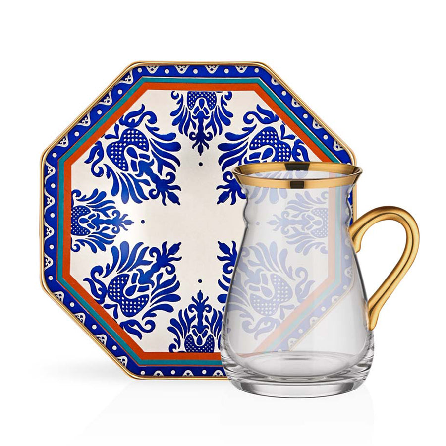 Glass Tea Cup Sets with Handles for Women and Adults, Set of 12, 5 oz