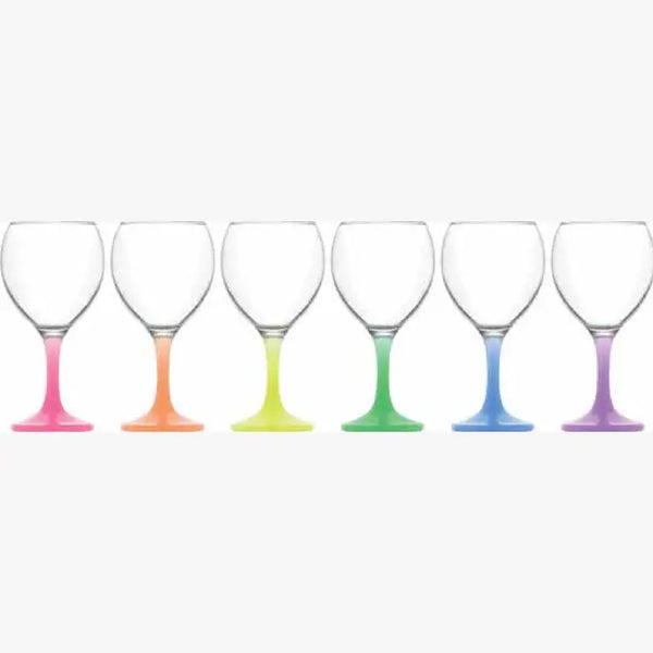 LAV Misket Colorful Stemmed Wine Glasses Set of 6, 8.75 Oz