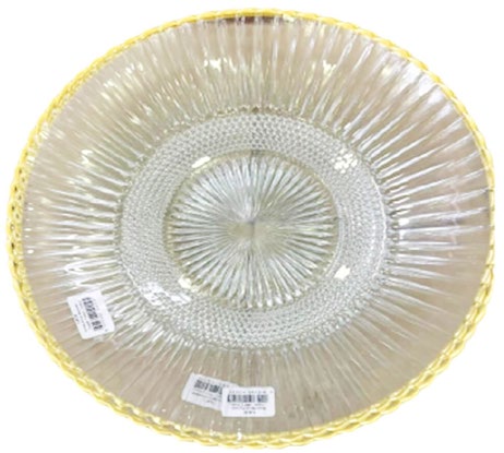 Elena Glass Serving Plate with Gold Rim, 11.8"