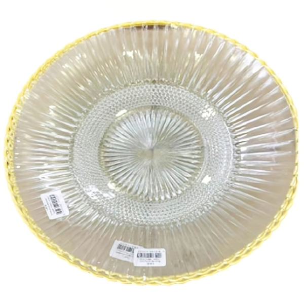 Elena Glass Serving Plate with Gold Rim, 11.8"