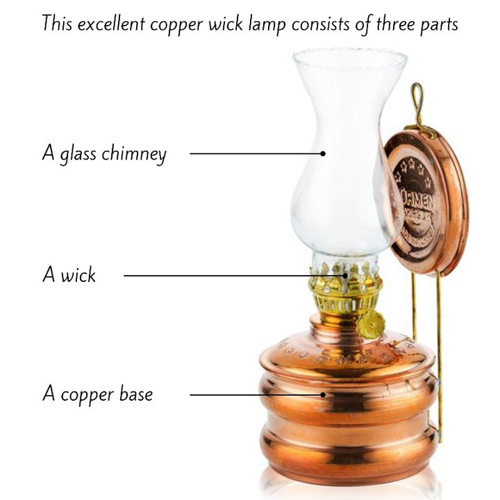 COPPER OIL LAMP TRMN SMALL