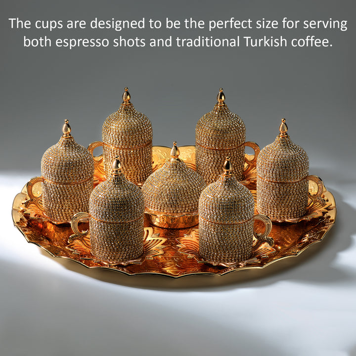 COFFEE SET WITH STONES & TRAY FOR 6 PEOPLE GOLD 11
