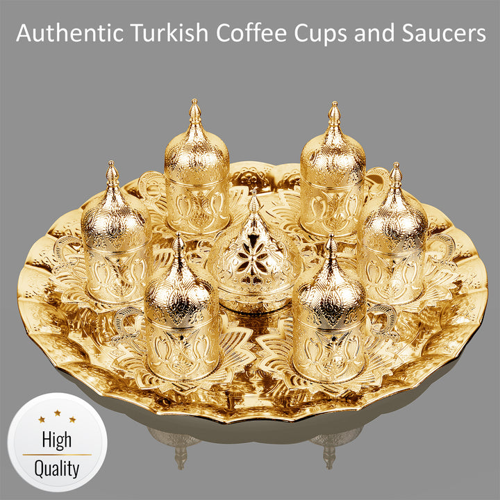 COFFEE CUP SET WITH TRAY FOR 6 PEOPLE GOLD 118 ml (4 oz)