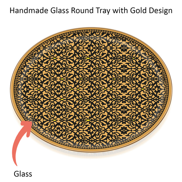 CAGLA BRIGHT GOLD GLASS TRAY 31 cm (12.2")