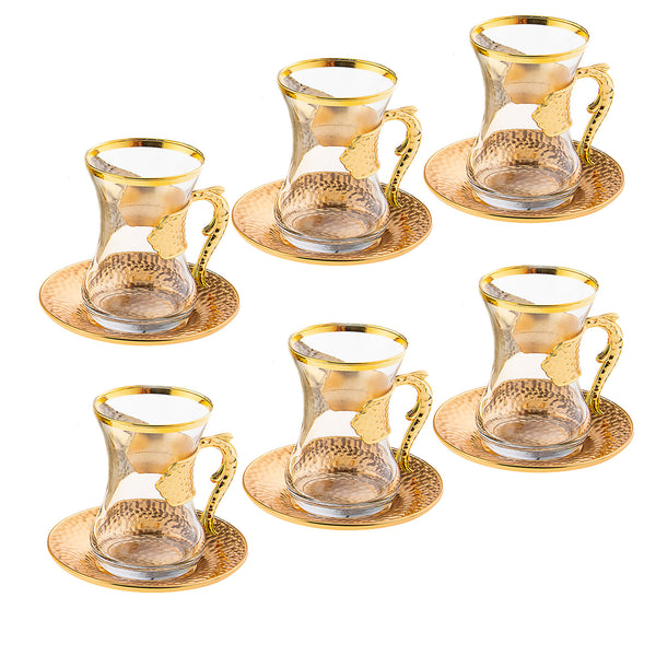 Traditional Housewarming Tea Cups Gift Set for Women, Gold, 6 Pcs, 4.22 oz