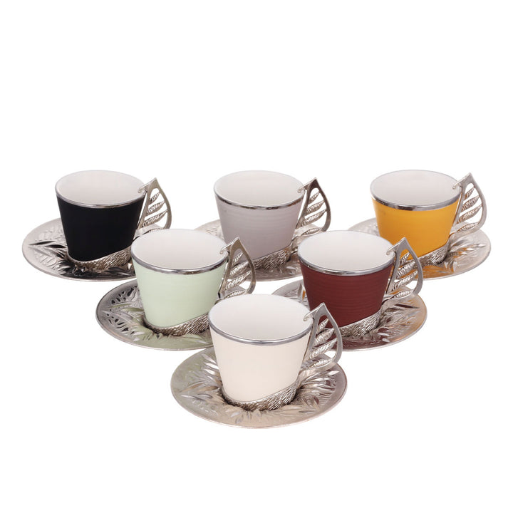 YAPRAK COFFEE CUP SET FOR 6 PEOPLE MIXED COLORS WITH HANGER A