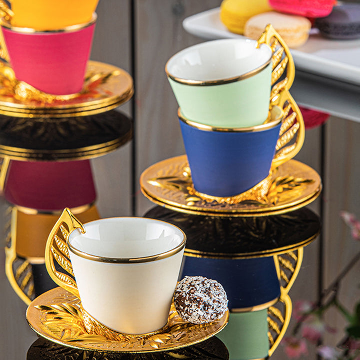 YAPRAK COFFEE CUP SET MIXED FOR 6 PEOPLE GOLD 118 ml (4 oz)YAPRAK COFFEE CUP SET MIXED FOR 6 PEOPLE GOLD 118 ml (4 oz)