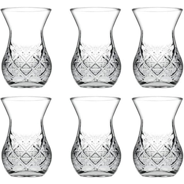 Pasabahce Timeless Turkish Tea Glasses, 5.75 Oz, 170 cc, Turkish Teacup Set of 6- PB-42881