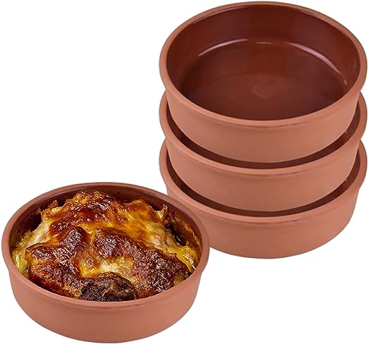 Cooking Terracotta Clay Oven Bowl Pot Double Size, 4 Pcs Set