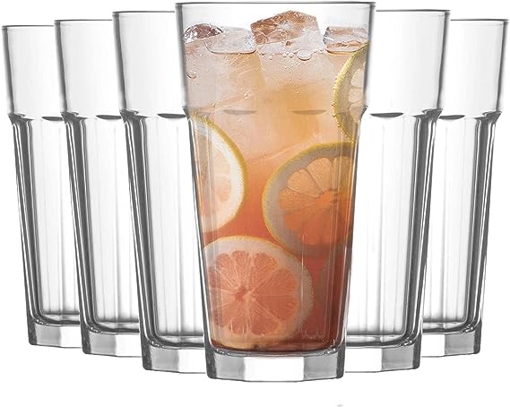Lav Aras Long Drinking Glass Set, 6 Pcs, 16 Oz (473 cc)