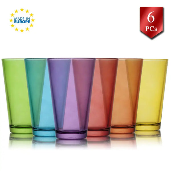 Lav Hera Colorful Drinking Glass Set,  Glass Tumblers, 11 oz