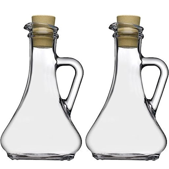 Pasabahce Olivia Glass Oil Dispenser Bottle Set with Airtight Stopper, 2 Pcs, 8.8 Oz