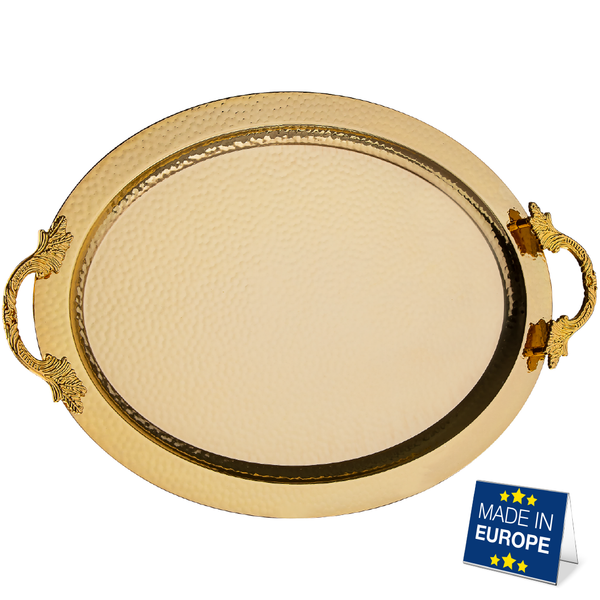 Metal Oval Presentation Tray, Gold, 19.7" x 13"