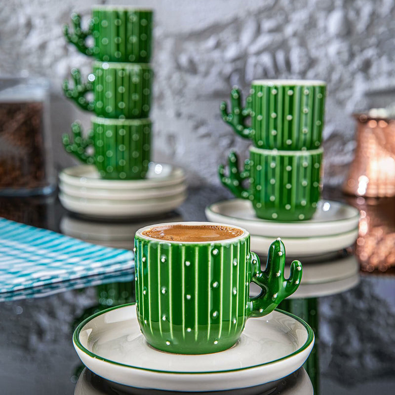 12 oz coffee mugs with cactus design Cactus Design Ceramic Espresso Mug Set, 12 Pcs, 3.75 Oz
