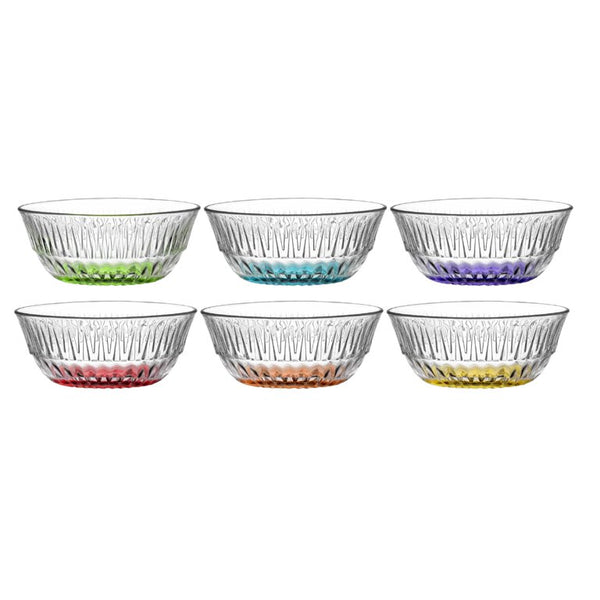 Lav Alinda Glass Pinch Bowls with Painted Bottoms, 6 Pcs, 11.75 Oz