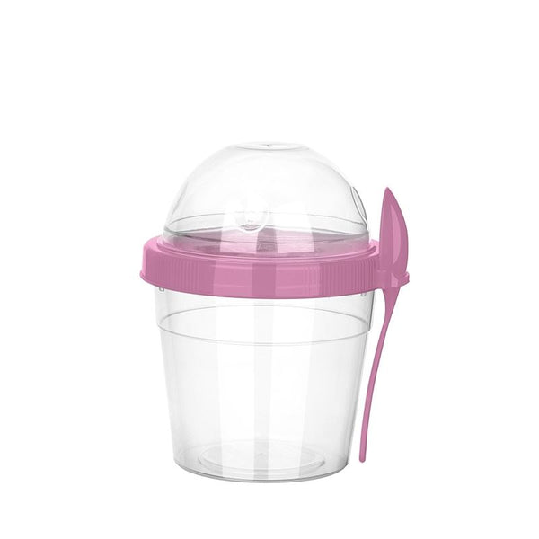 Yogurt Parfait Cup 16.9 Oz with Lid and Spoon in Mixed Colors, Food Container with Topping Compartment