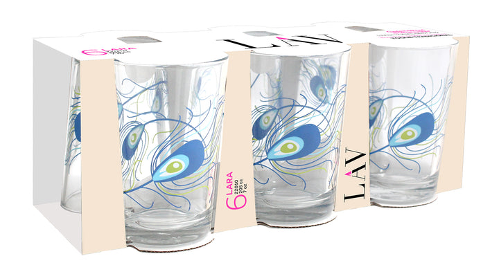 LAV WATER GLASS DECORATED 205 cc (7 oz) 6 Pcs Set (8 in Box)