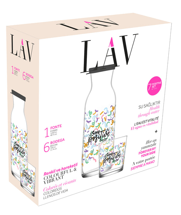 LAV TUMBLER AND CARAFE SET DECORATED 345 cc (11 3/4 oz) (4 in Box)