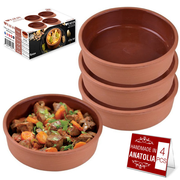 Hakan Athens Clay Bowl Set of 4, Terracotta 5.7-inch Bowls, 14.2 Oz Ancient Pottery