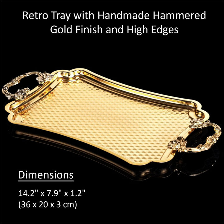 RETRO TRAY GOLD & SILVER 36 x 20 cm (14.2 x 7.9")
