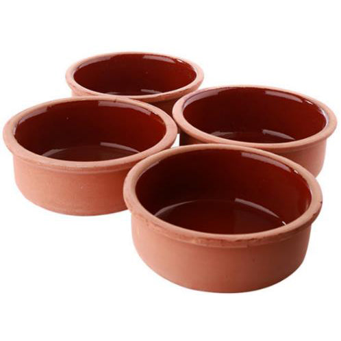 Cooking Terracotta Clay Oven Bowl Pot Double Size, 4 Pcs Set
