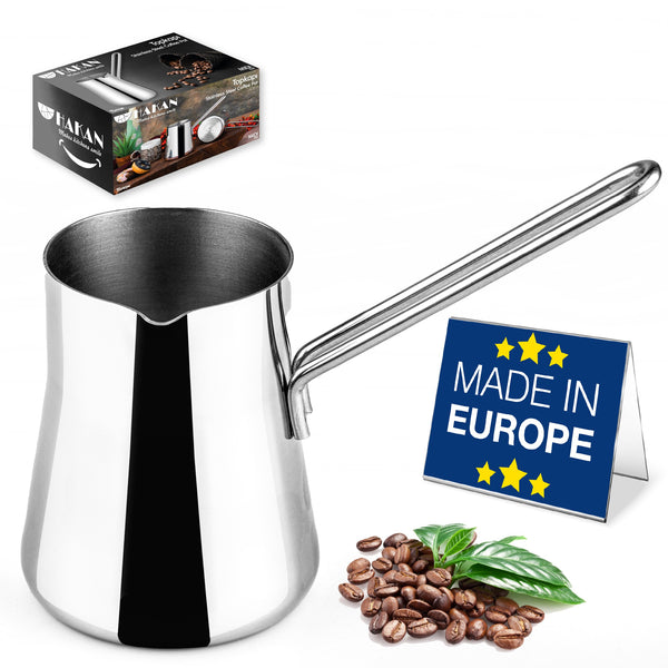 Hakan Topkapı Stainless Steel Turkish Coffee Pot, Turkish Coffee Maker in Box