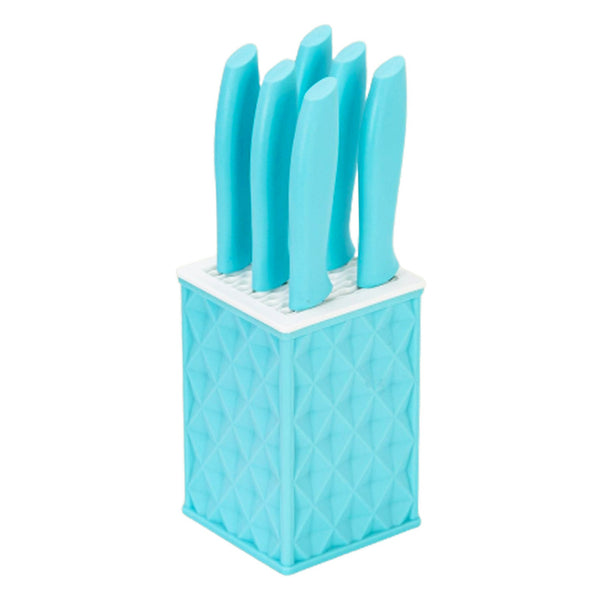 Rooc Diamond Steel Knife Set with Stand, 7 Pcs, Mix Colors