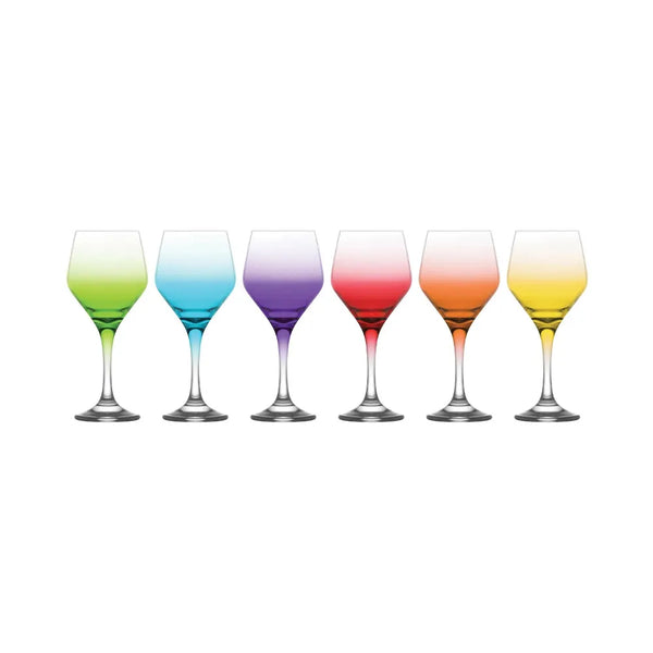 Lav Ella Painted Wine Glass Set, 6 Pcs, 11.25 Oz (330 cc)