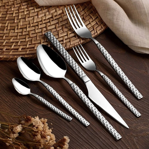 Decorative Stainless Dinner Fork and Dessert Fork Set, 6 Pcs