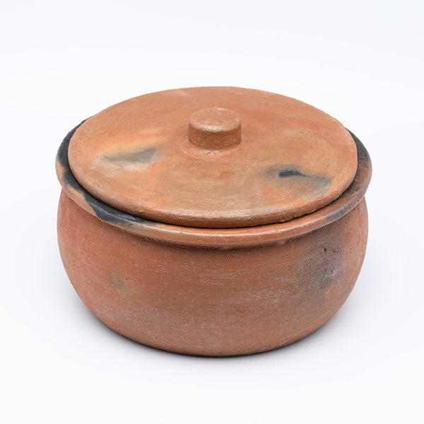 Twice-baked Unglazed Clay Cooking Pot with Lid Stovetop Oven, MIDI 24 x 14 cm (9.4" x 5.5")