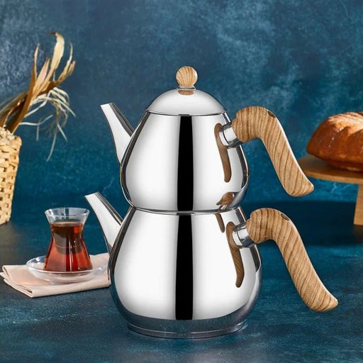 Damla Stainless Steel Turkish Teapot Set for Stovetop