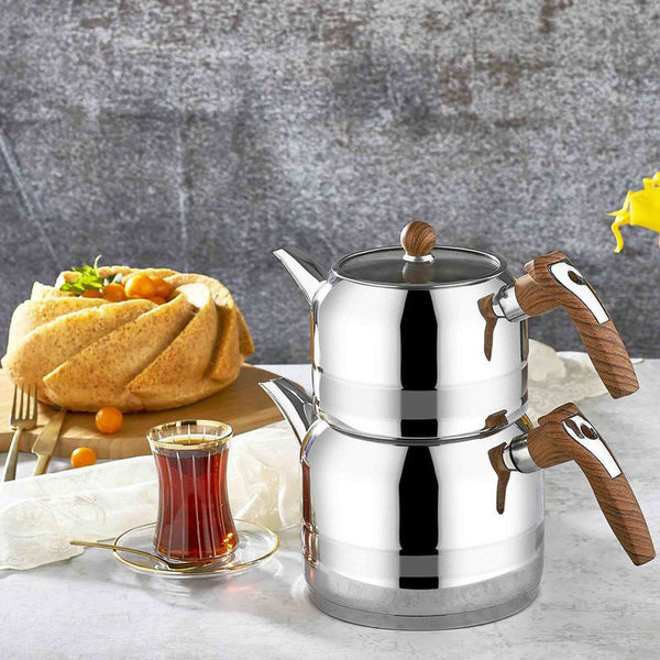 Stainless Steel Turkish Teapot Set for Stovetop