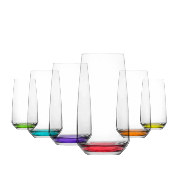Lav Colorful Base Glass Tumblers, Set of 6, 16.25 oz