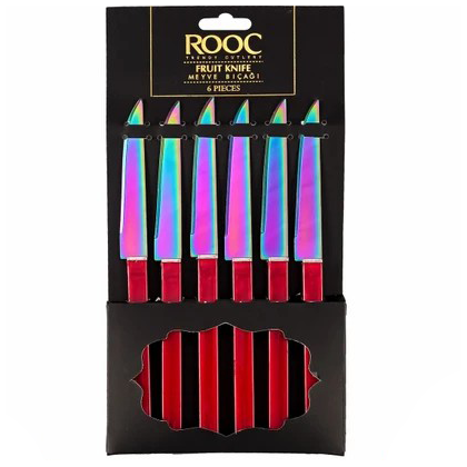 Rooc Colorful Fruit Knife Set of 6, Mix Colors in Cases