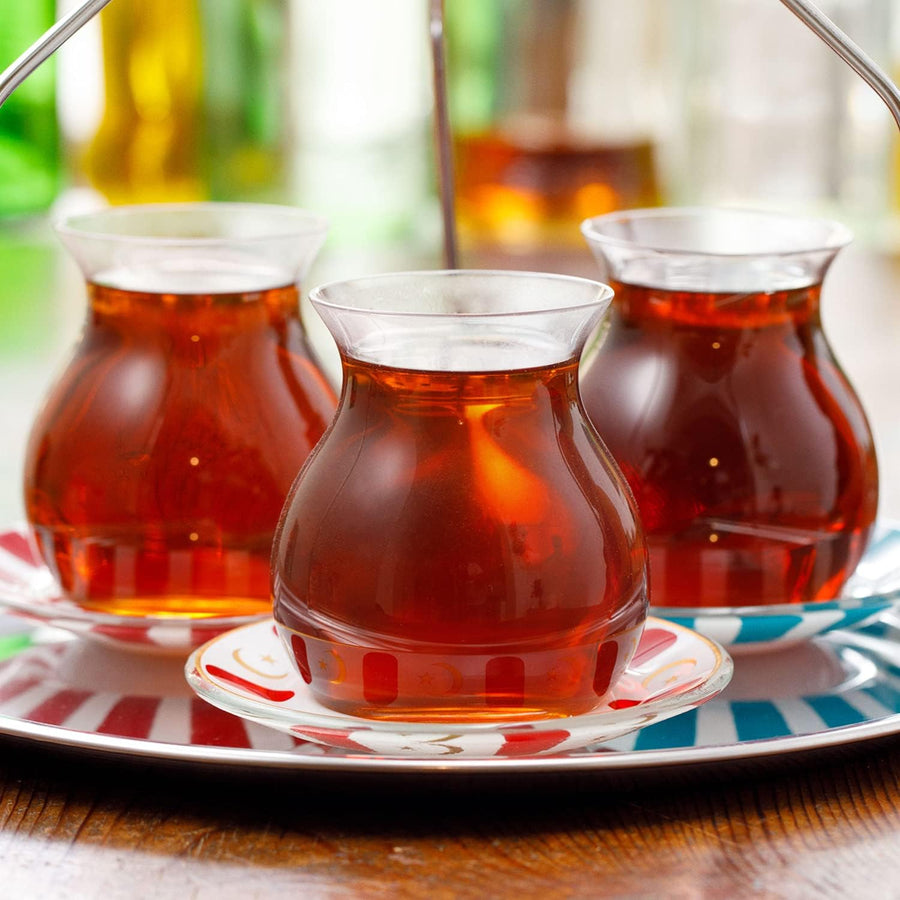 Refikadan Gonlubol Tulip-Shaped Turkish Tea Glass Set of 6, 9.6 Oz (285 cc)