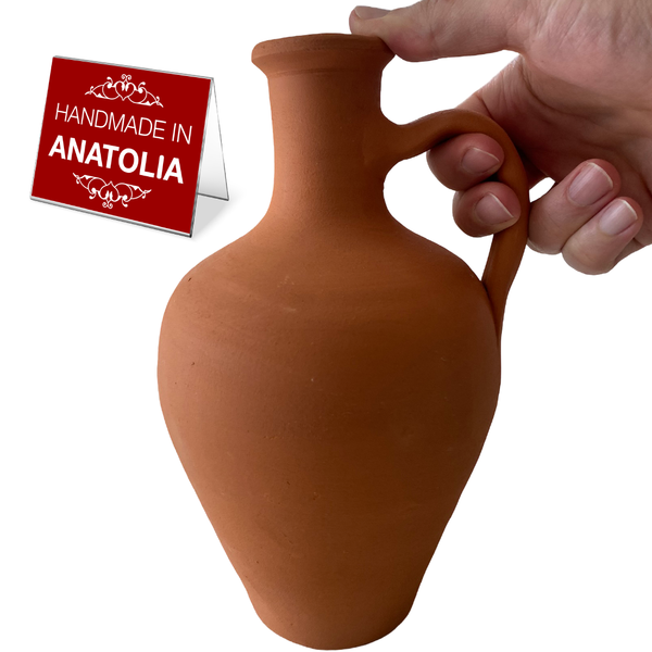 Earthenware Clay Pitcher, Mud Pot for Drinking Water Jug, Terracotta Pitcher, 1.05 qts