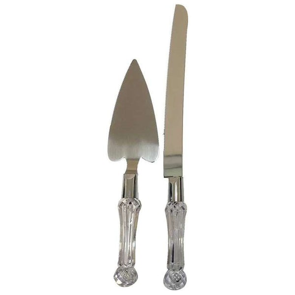 Rooc Crystal Cake Service Set of 2, Knife and Ladle