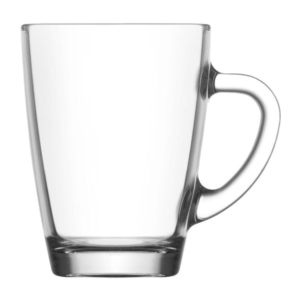 LAV Vega Clear Coffee Tea Glass Mugs Set of 6 with Handle, 11.75 Oz (350 cc)