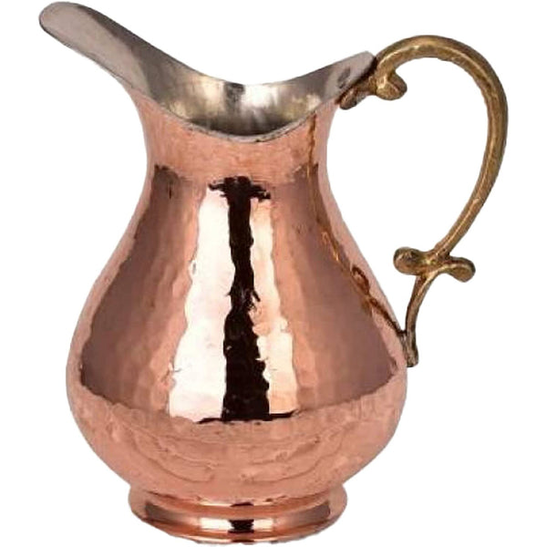 Handmade Hammered Copper Water Jug Pitcher Maras Crushed, Authentic Jar, 34 oz (1000 ml)