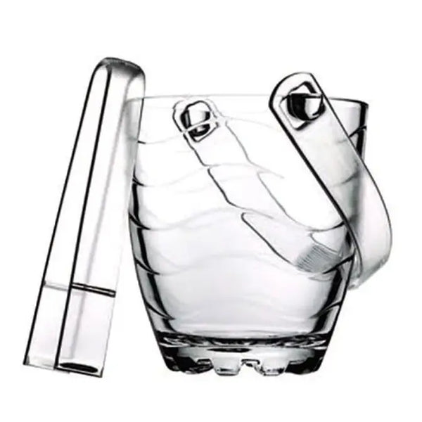 Pasabahce Toros Glass Ice Bucket with Tong, 34 Oz