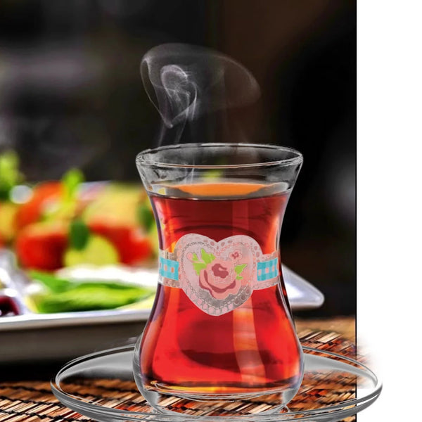 Lav  Authentic Turkish Teacups with Saucers 12 Pcs, 4.75 oz