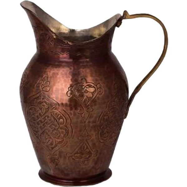 Handmade Antalya Antep Dark Copper Water Pitcher, Beverage Jug 2.64 qt (2500 ml)