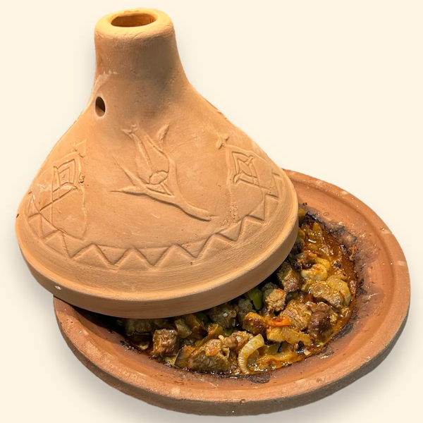 Clay Tagine Pot Handmade Moroccan Tajine Casserole with Lid (9.4" x 6.7")