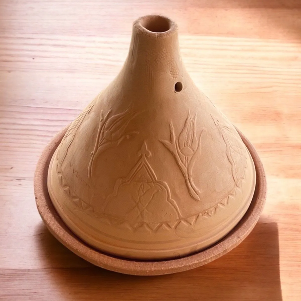 Clay Tagine Pot Handmade Moroccan Tajine Casserole with Lid, 11.3" x 8.7"